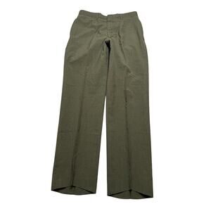 Vintage Military Dress Trousers Olive Green Straight Ideal Zipper KL Sayles 30